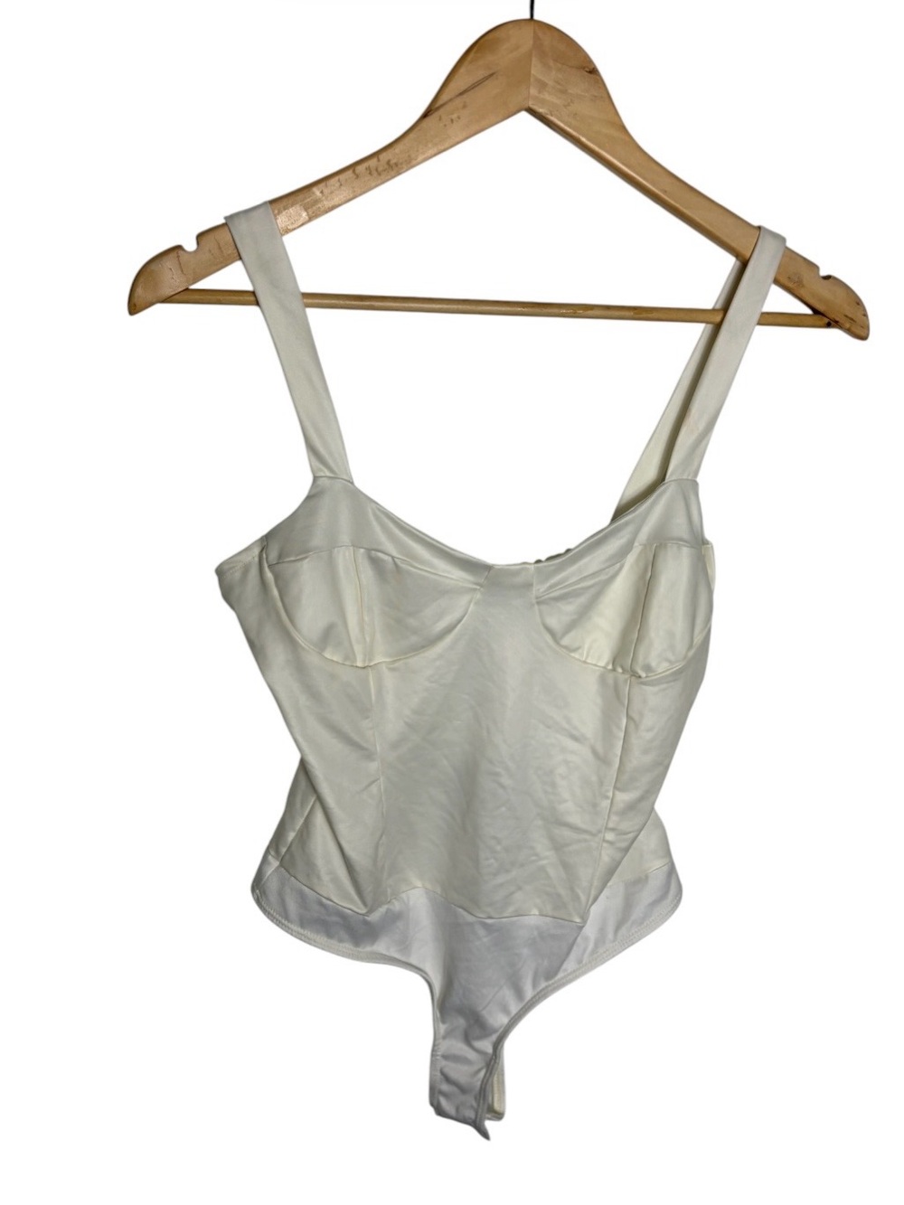 NWT yori PU leather cream bustier bodysuit size medium